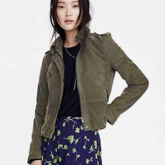 Banana Republic Jackets & Blazers - Banana Republic Olive Green Suede Moto Jacket